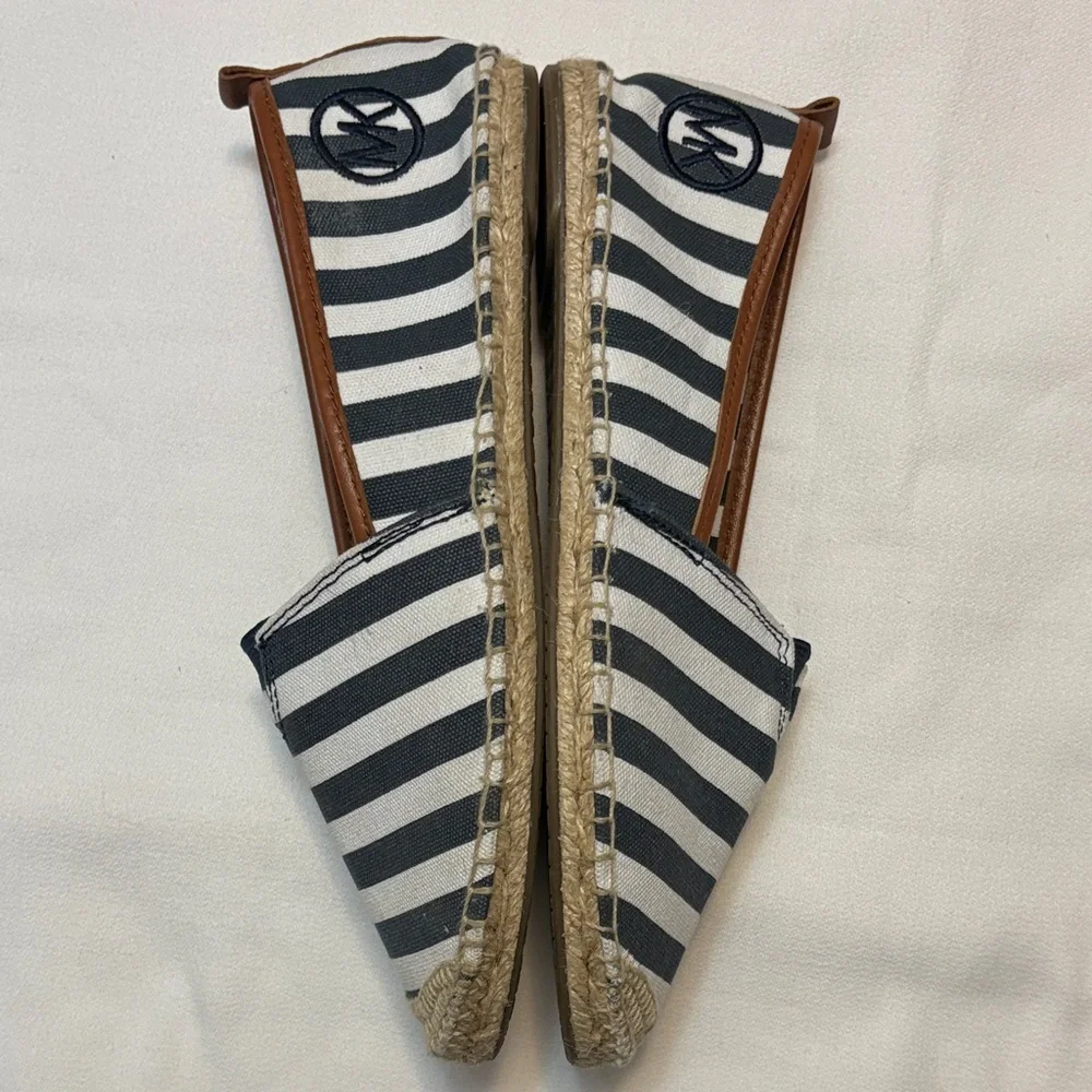 Michael Kors Navy and White Striped Espadrilles